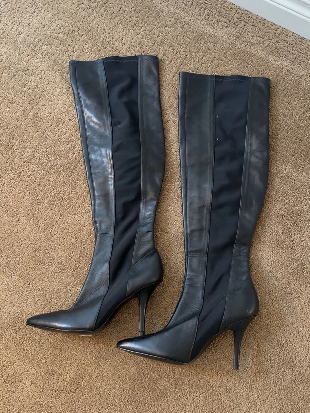 AREZZO Over-the-Knee Black Pointed-Toe Stiletto Boots